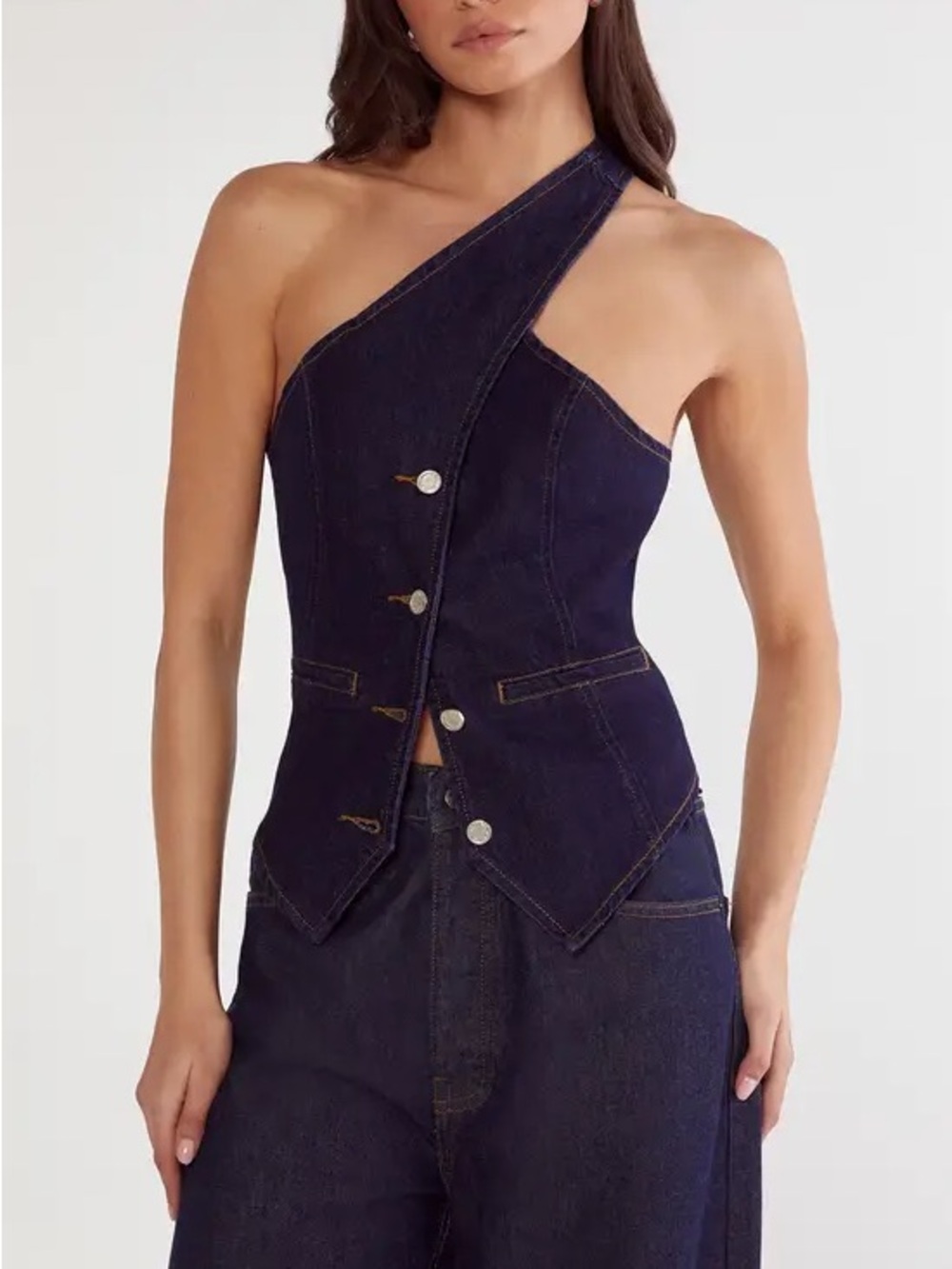 Nasty Gal Denim Asymmetric Top